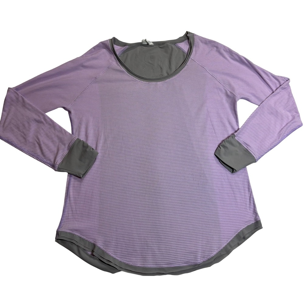 Lululemon Long Sleeve Top Women's Purple Excellent Striped Activewear Size 10